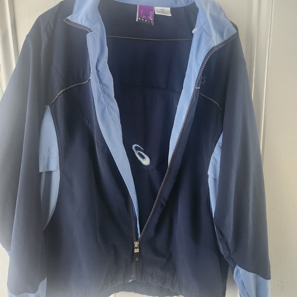 Asics Women's Dark and Light Blue Windbreaker Jacket
